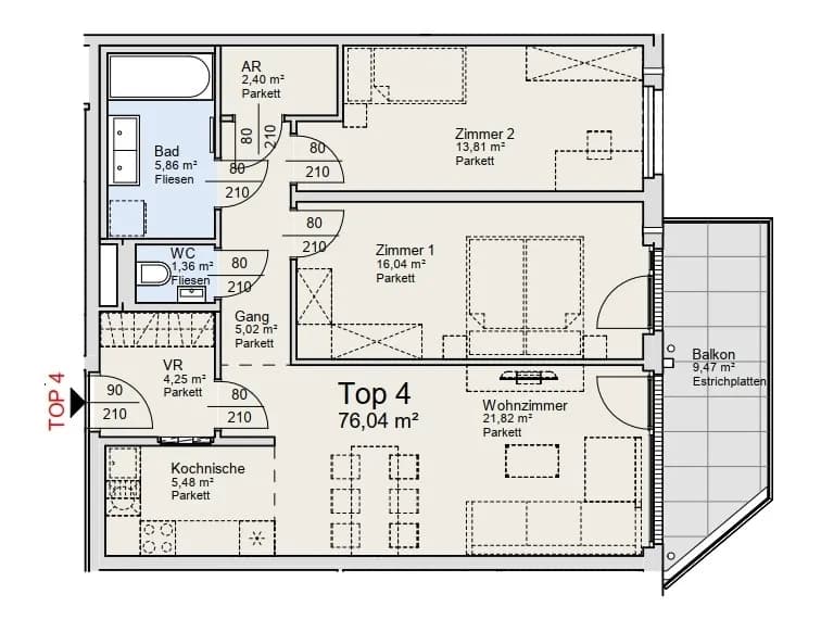 3-Zimmer-Wohnung kaufen in Wien – 76,04 m², € 485.000 – Bild 14 von 14