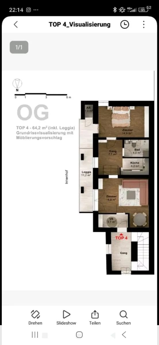 3-Zimmer-Wohnung mieten in Korneuburg – 64 m², € 900