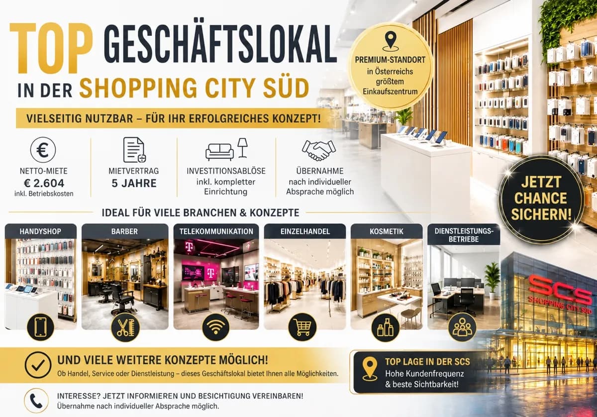 2-Zimmer-Gewerbeimmobilie mieten in Mödling – 35 m², € 2.170