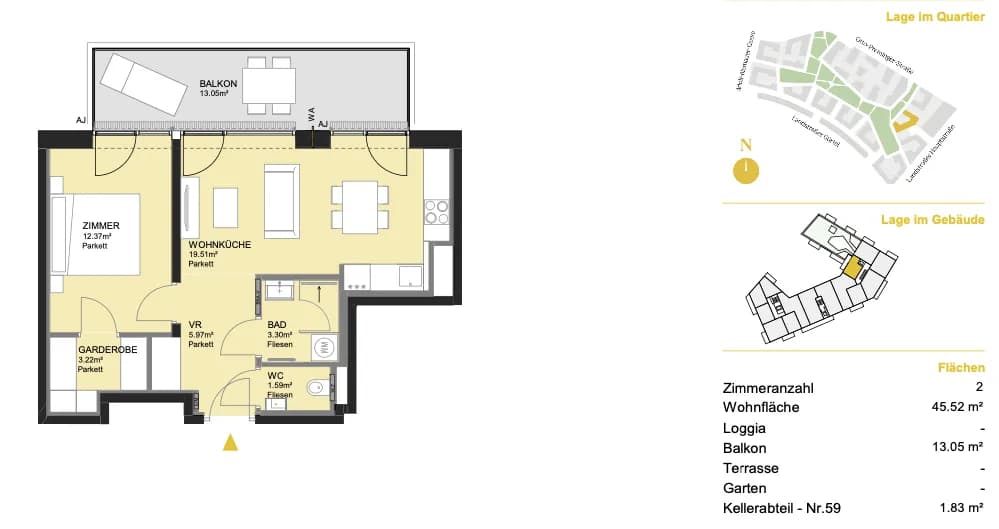 2-Zimmer-Wohnung mieten in Wien – 46 m², € 2.000 – Bild 22 von 39