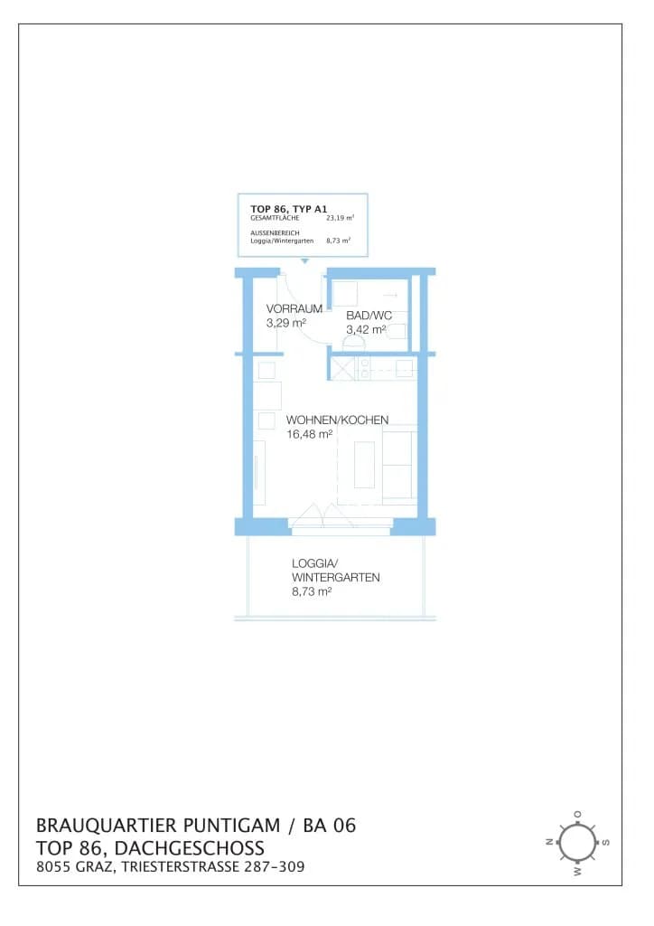 1-Zimmer-Wohnung mieten in Graz – 31,92 m², € 487 – Bild 7 von 7