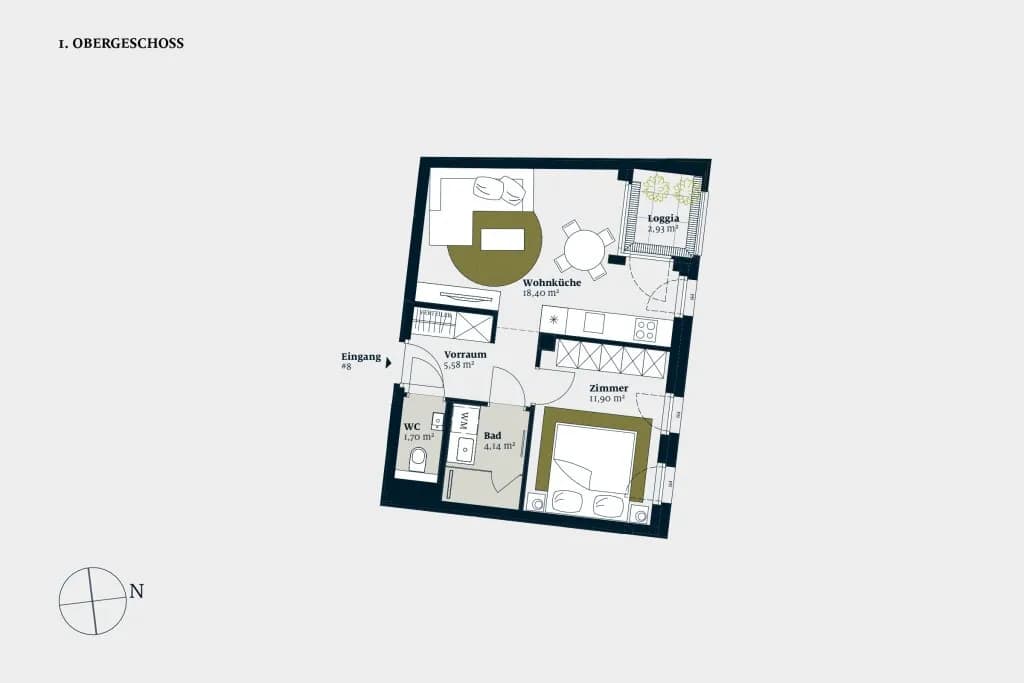 2-Zimmer-Wohnung kaufen in Wien – 41,72 m², € 354.600 – Bild 2 von 13
