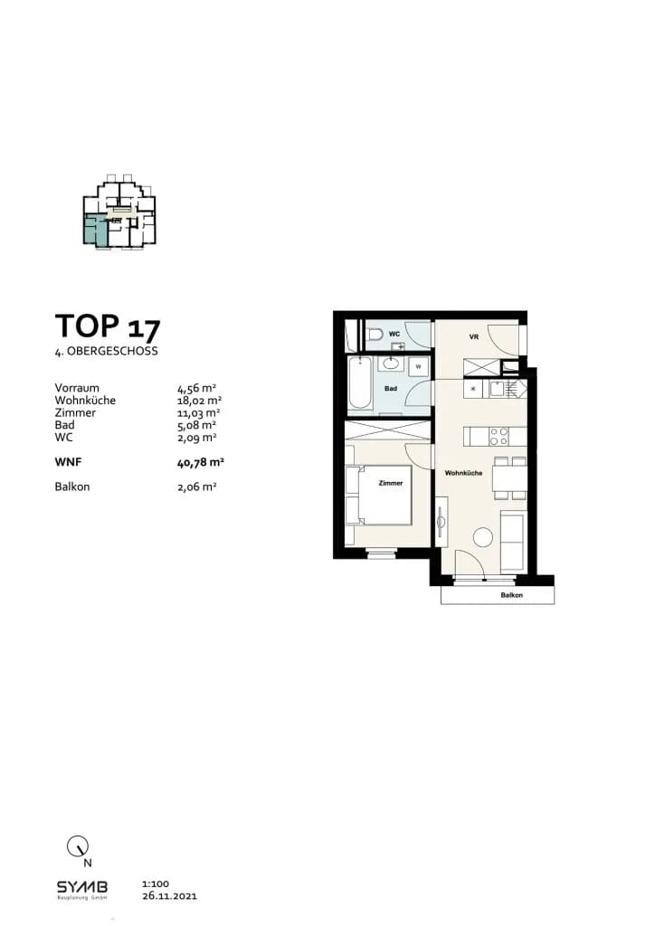 2-Zimmer-Wohnung kaufen in Wien – 40,78 m², € 296.000 – Bild 9 von 9