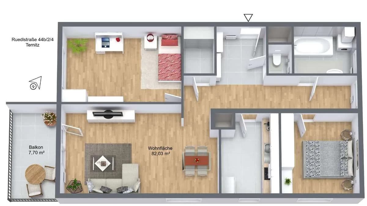 3-Zimmer-Wohnung mieten in Neunkirchen – 82,03 m², € 1.142 – Bild 5 von 7
