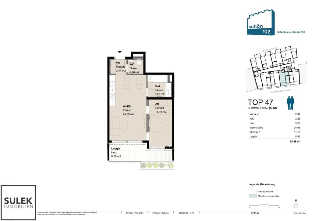 2-Zimmer-Wohnung mieten in Wien – 46 m², € 1.359 – Bild 13 von 14