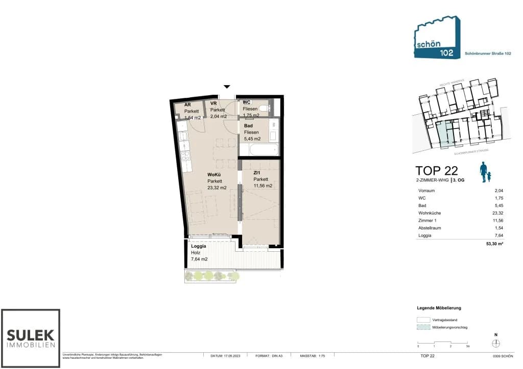2-Zimmer-Wohnung mieten in Wien – 46 m², € 1.359 – Bild 14 von 14