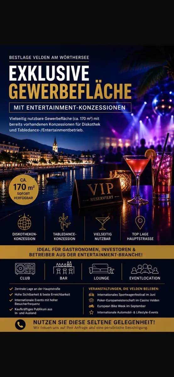 Gewerbeimmobilie mieten in Villach Land – 170 m², € 4.000