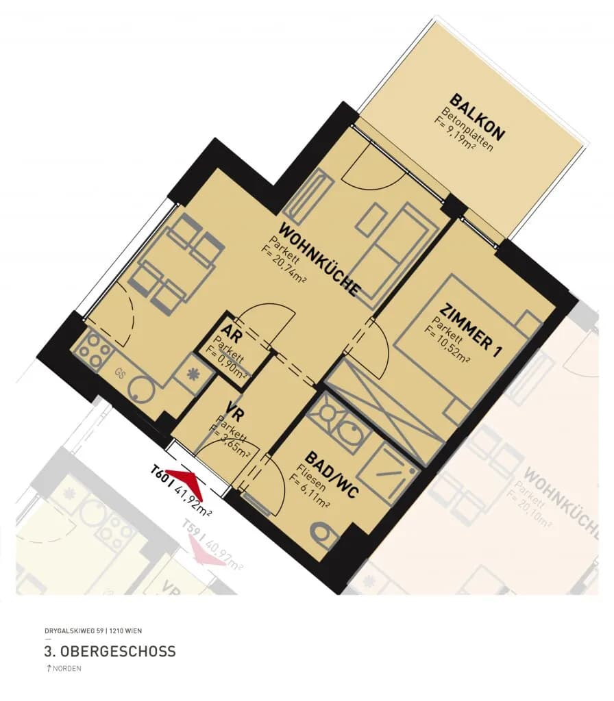 2-Zimmer-Wohnung mieten in Wien – 41,92 m², € 849 – Bild 17 von 17