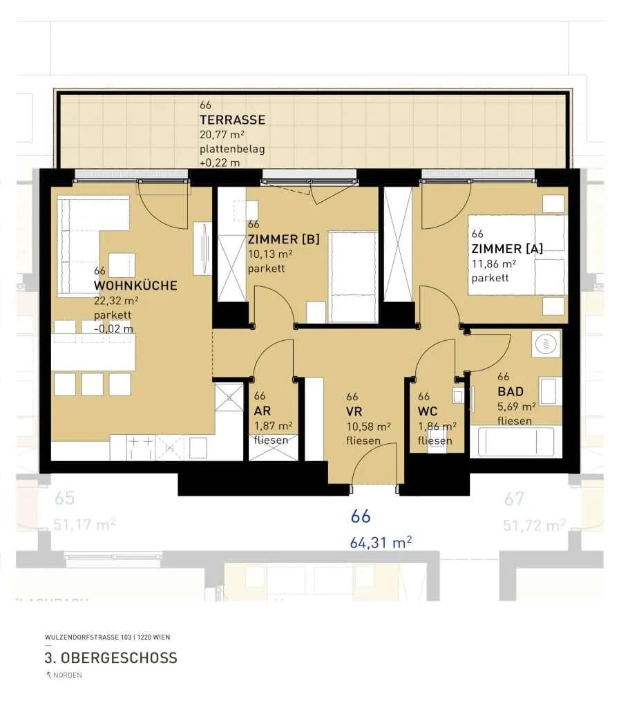 3-Zimmer-Wohnung kaufen in Wien – 64,5 m², € 465.500 – Bild 5 von 6