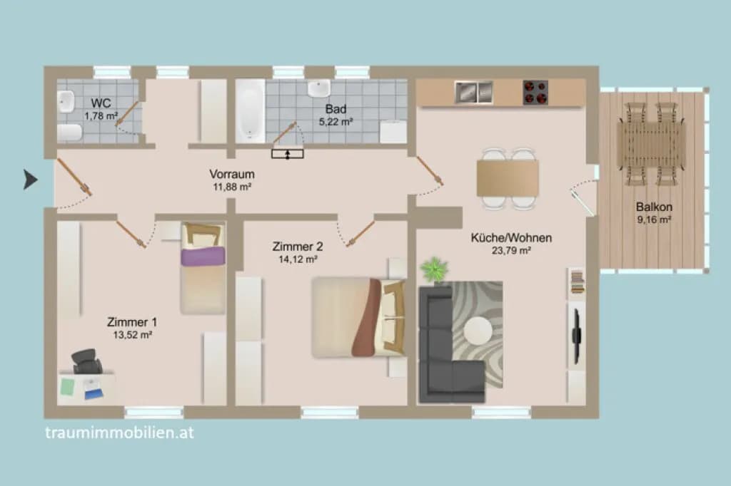 3-Zimmer-Wohnung kaufen in Villach – 70,31 m², € 235.000 – Bild 2 von 23