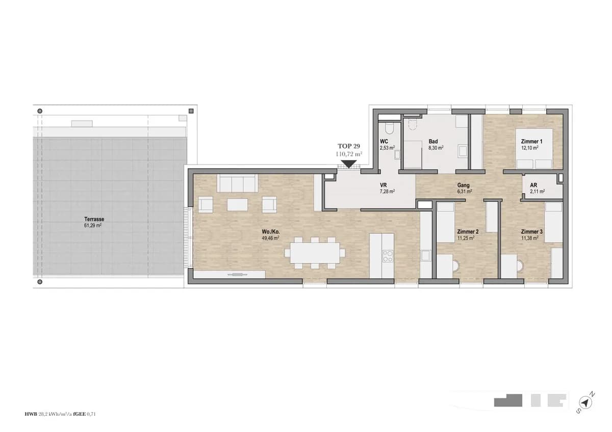 4-Zimmer-Wohnung kaufen in Graz – 110,72 m², € 967.159 – Bild 2 von 4