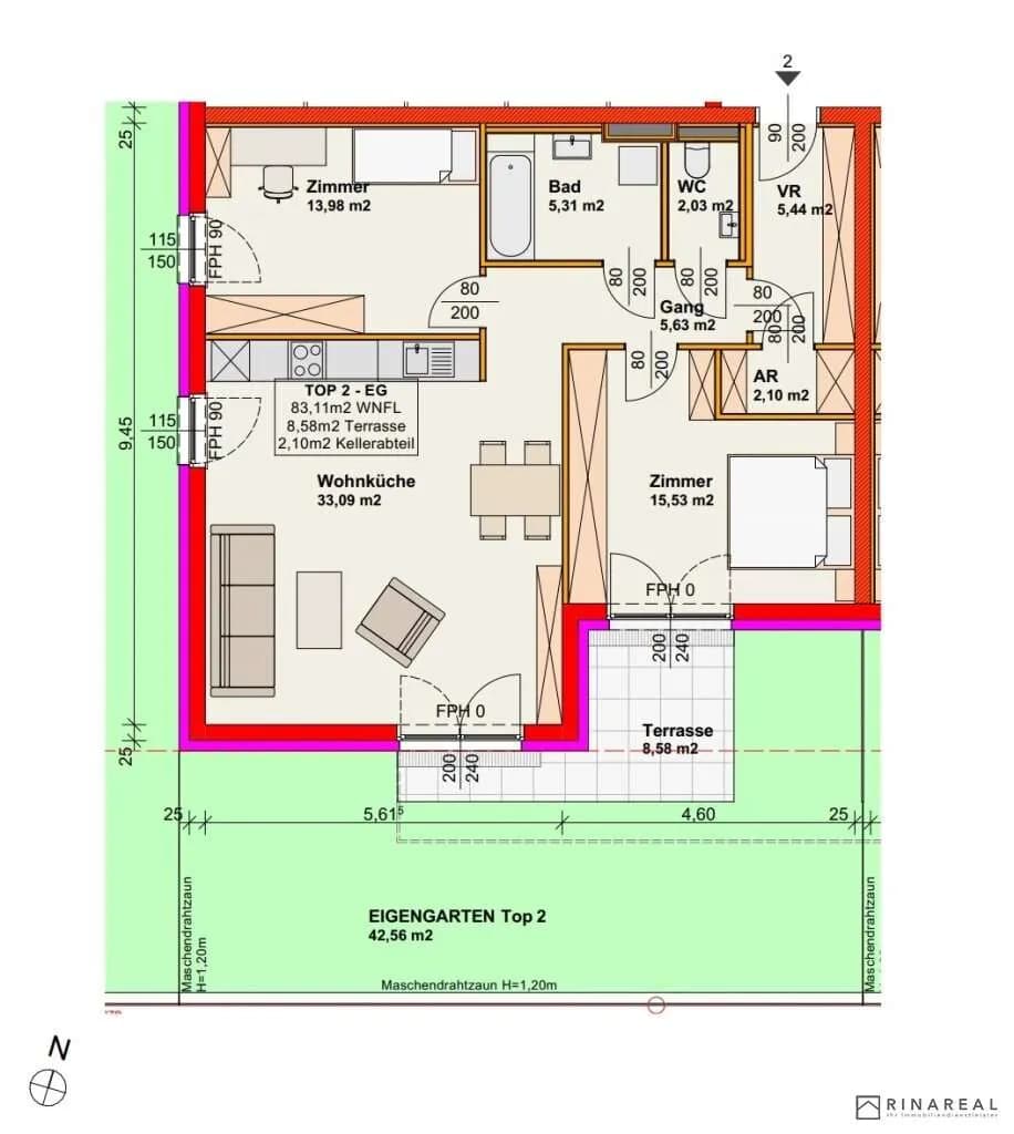 3-Zimmer-Wohnung kaufen in Wiener Neustadt – 83,11 m², € 324.500 – Bild 4 von 6