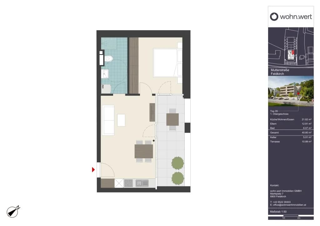 2-Zimmer-Wohnung kaufen in Feldkirch – 40,8 m², € 299.000 – Bild 2 von 3