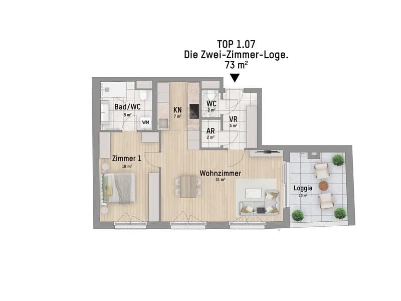 2-Zimmer-Wohnung kaufen in Wien – 72,61 m², € 419.900 – Bild 3 von 6