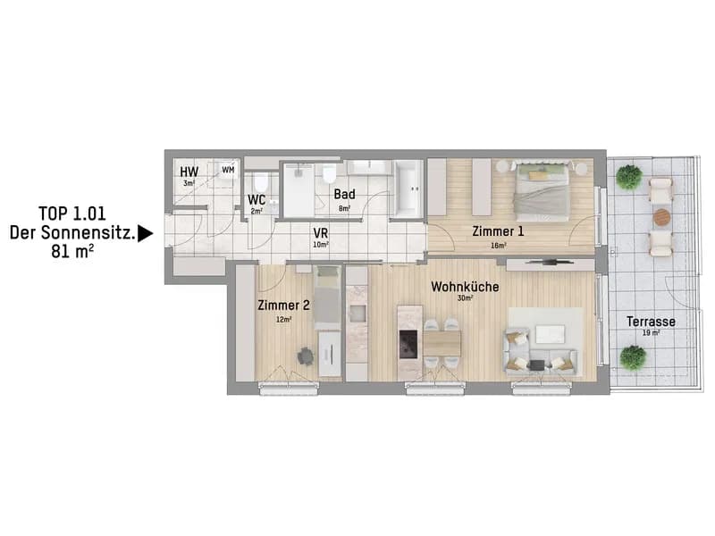 3-Zimmer-Wohnung kaufen in Wien – 81,39 m², € 499.900 – Bild 3 von 7