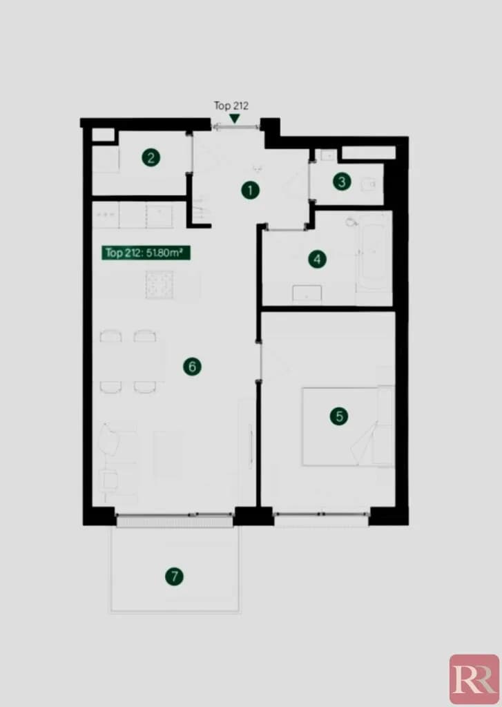 2-Zimmer-Wohnung mieten in Tulln – 51,81 m², € 1.099 – Bild 8 von 8