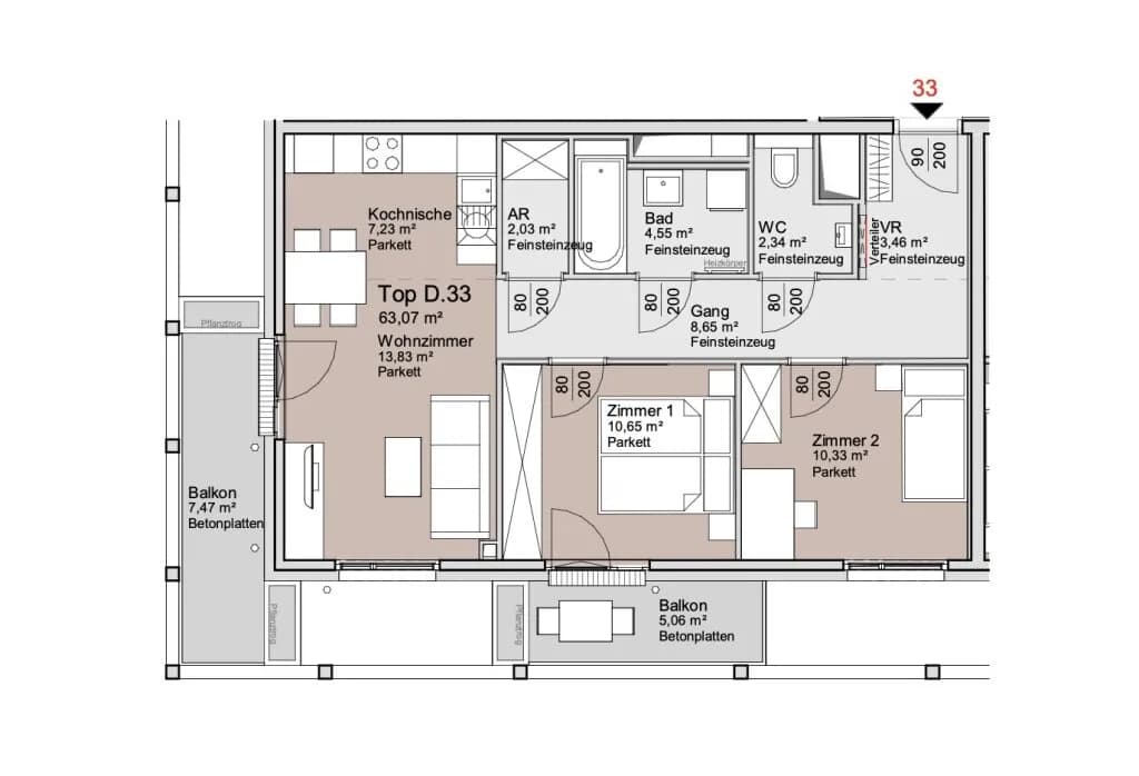 3-Zimmer-Wohnung mieten in Wien – 63,07 m², € 1.549 – Bild 9 von 9