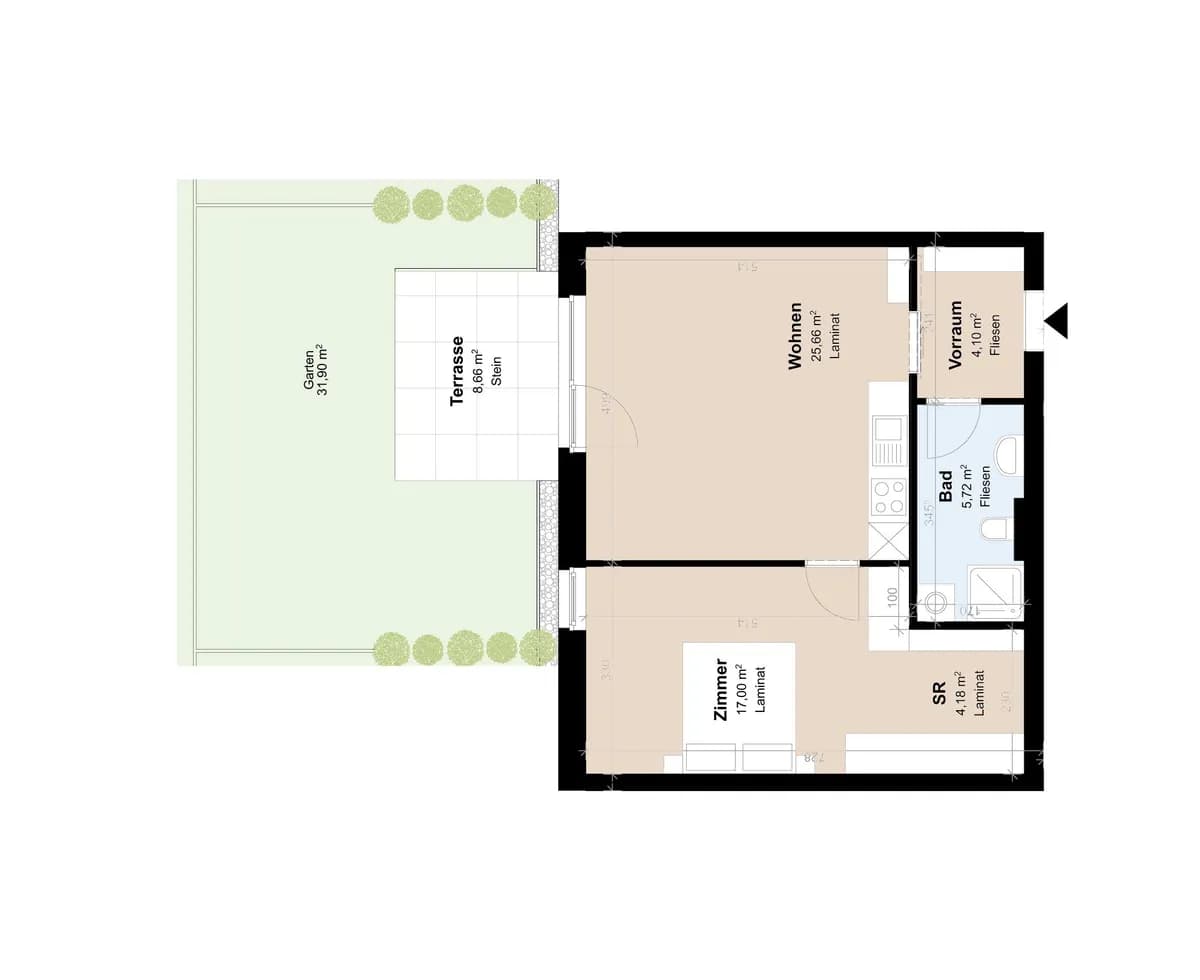 2-Zimmer-Wohnung mieten in Graz – 56,66 m², € 829