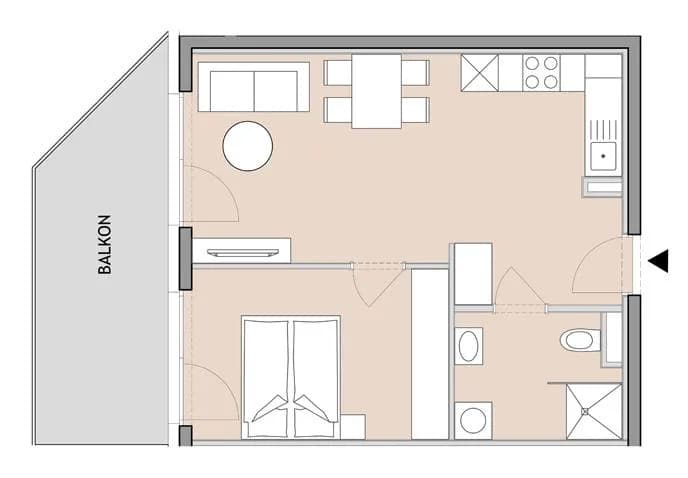 2-Zimmer-Wohnung mieten in Graz – 41,56 m², € 643